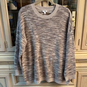 J. Jill Crewneck Sweater in Space Gray & Taupe